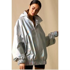 Choosy Founders Jacket Holographic Iridescent Oversized Windbreaker NWT Size 16